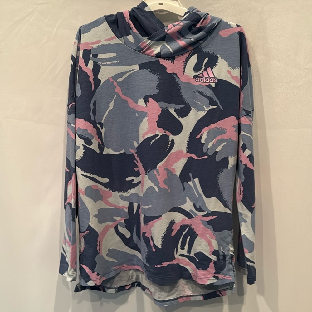💜3/$15  Adidas Blue Pink Hooded Shirt